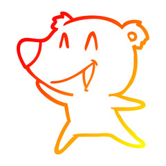 warm gradient line drawing laughing polar bear cartoon