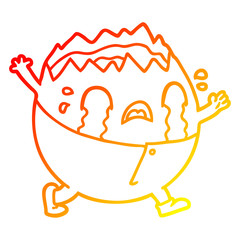 warm gradient line drawing humpty dumpty cartoon egg man crying