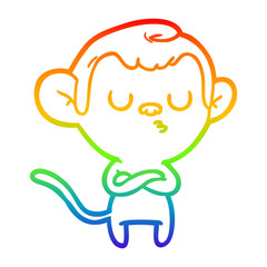 rainbow gradient line drawing cartoon annoyed monkey