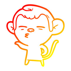 warm gradient line drawing cartoon suspicious monkey