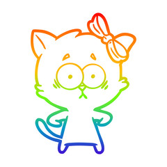 rainbow gradient line drawing cartoon cat