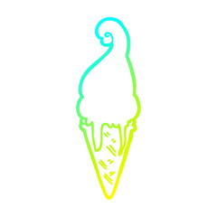 cold gradient line drawing cartoon ice cream