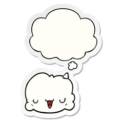 cute cartoon cloud and thought bubble as a printed sticker
