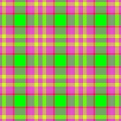 checked diamond tartan plaid scotch kilt fabric seamless pattern texture background - color highlight fluorescent pink, green and yellow