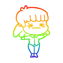 rainbow gradient line drawing cartoon woman