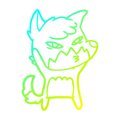 cold gradient line drawing clever cartoon fox