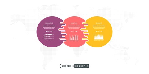 Vector infographics template for chart, diagram, web design, presentation, workflow layout. Business concept with 3 options, parts, steps or processes
