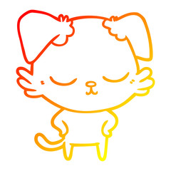 warm gradient line drawing cute cartoon dog