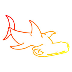 warm gradient line drawing cartoon hammerhead shark