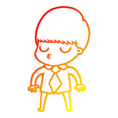 warm gradient line drawing cartoon calm boy