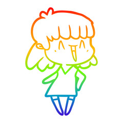 rainbow gradient line drawing cartoon woman