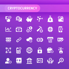 Blockchain & Cryptocurrency Vector Icon Set.