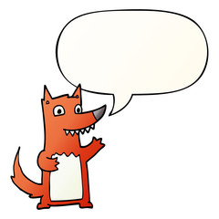 cartoon wolf and speech bubble in smooth gradient style