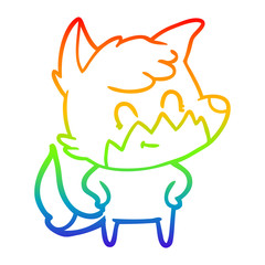 rainbow gradient line drawing cartoon friendly fox