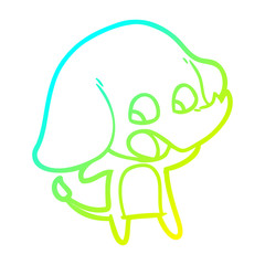 cold gradient line drawing cute cartoon elephant