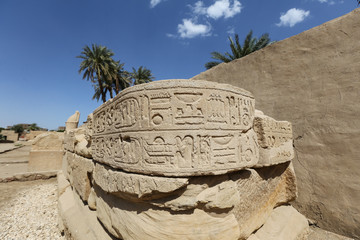 Egyptian hieroglyphs in Mortuary Temple of Seti I, Luxor, Egypt