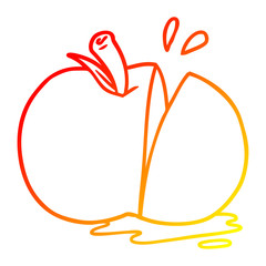 warm gradient line drawing cartoon sliced apple