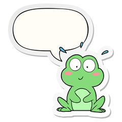 cute cartoon frog and speech bubble sticker