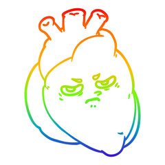 rainbow gradient line drawing cartoon heart