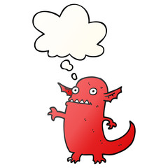 cartoon halloween monster and thought bubble in smooth gradient style