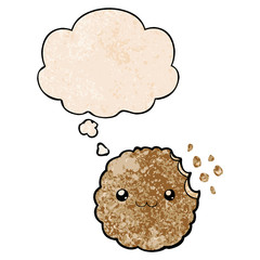 cartoon biscuit and thought bubble in grunge texture pattern style
