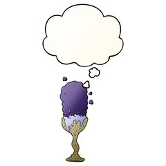 cartoon potion goblet and thought bubble in smooth gradient style