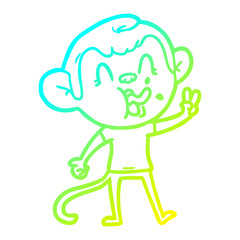 cold gradient line drawing crazy cartoon monkey