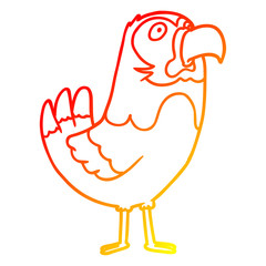 warm gradient line drawing cartoon parrot