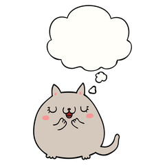 cartoon cute cat and thought bubble