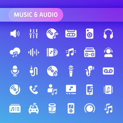 Music & Audio Vector Icon Set.