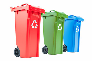 Trash dumpsters isolated on white background. 3d rendering