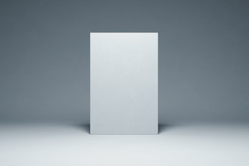 Isolated white realistic poster on grey background. 3d rendering.