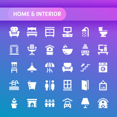Home & Interior Vector Icon Set.