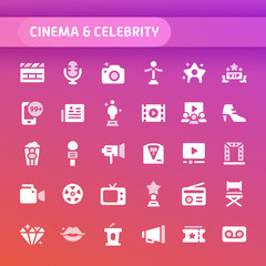 Cinema & Celebrity Vector Icon Set.