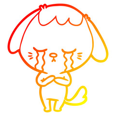 warm gradient line drawing cartoon crying dog
