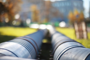Industrial pipes on street construction