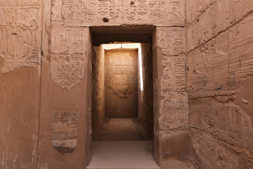 Egyptian hieroglyphs in Mortuary Temple of Seti I, Luxor, Egypt