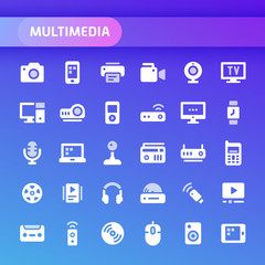 Multimedia Vector Icon Set.