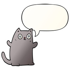 cartoon cat and speech bubble in smooth gradient style