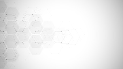Abstract technology or medical background with hexagons shape pattern. Concepts and ideas for healthcare technology, innovation medicine, health, science and research.