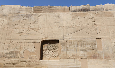 Egyptian hieroglyphs in Mortuary Temple of Seti I, Luxor, Egypt