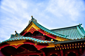 CHIYODA-KU, TOKYO / Japan - Apr.11, 2019 : Hall of worship in Kanda Shrine.