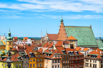 Old Town Skyline in City of Warsaw in Poland