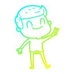 cold gradient line drawing cartoon friendly man