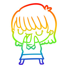 rainbow gradient line drawing cartoon woman