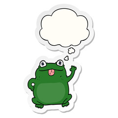 cartoon frog and thought bubble as a printed sticker
