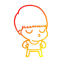 warm gradient line drawing cartoon calm boy