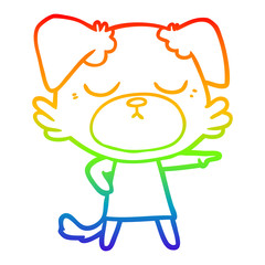 Obraz premium rainbow gradient line drawing cute cartoon dog
