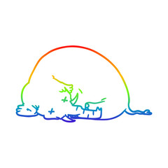 rainbow gradient line drawing cartoon dead mammoth