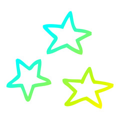 Obraz premium cold gradient line drawing cartoon of three stars